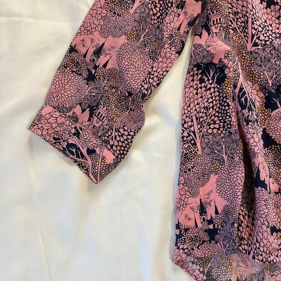 Anthropologie 52 Conversations Colloquial Necktie Blouse 2 Castle Forest Print - Picture 3 of 7
